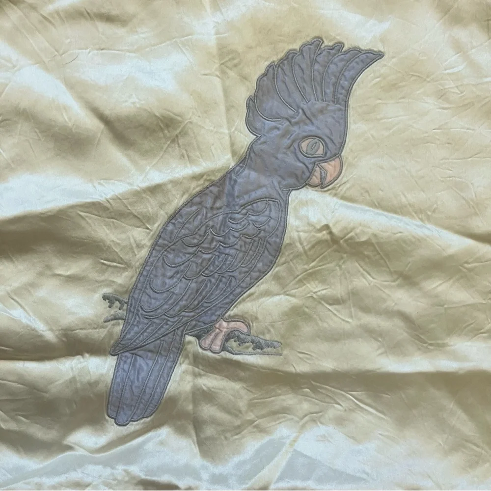 Cockatoo Silk Satin Throw Pillow Cover Cream Lavender Light Purple Decor 14x13